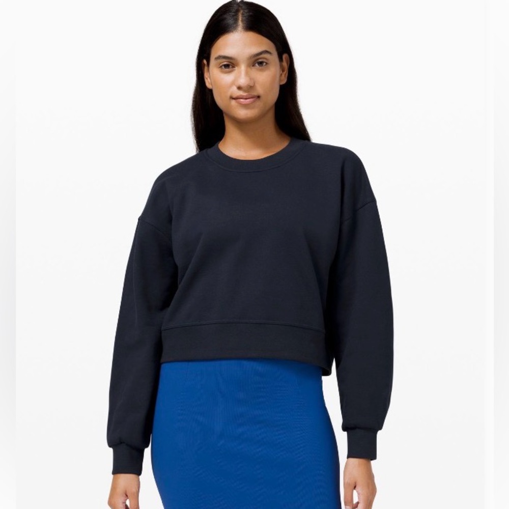 LuLuLemon perfectly oversized cropped crew French terry - true navy